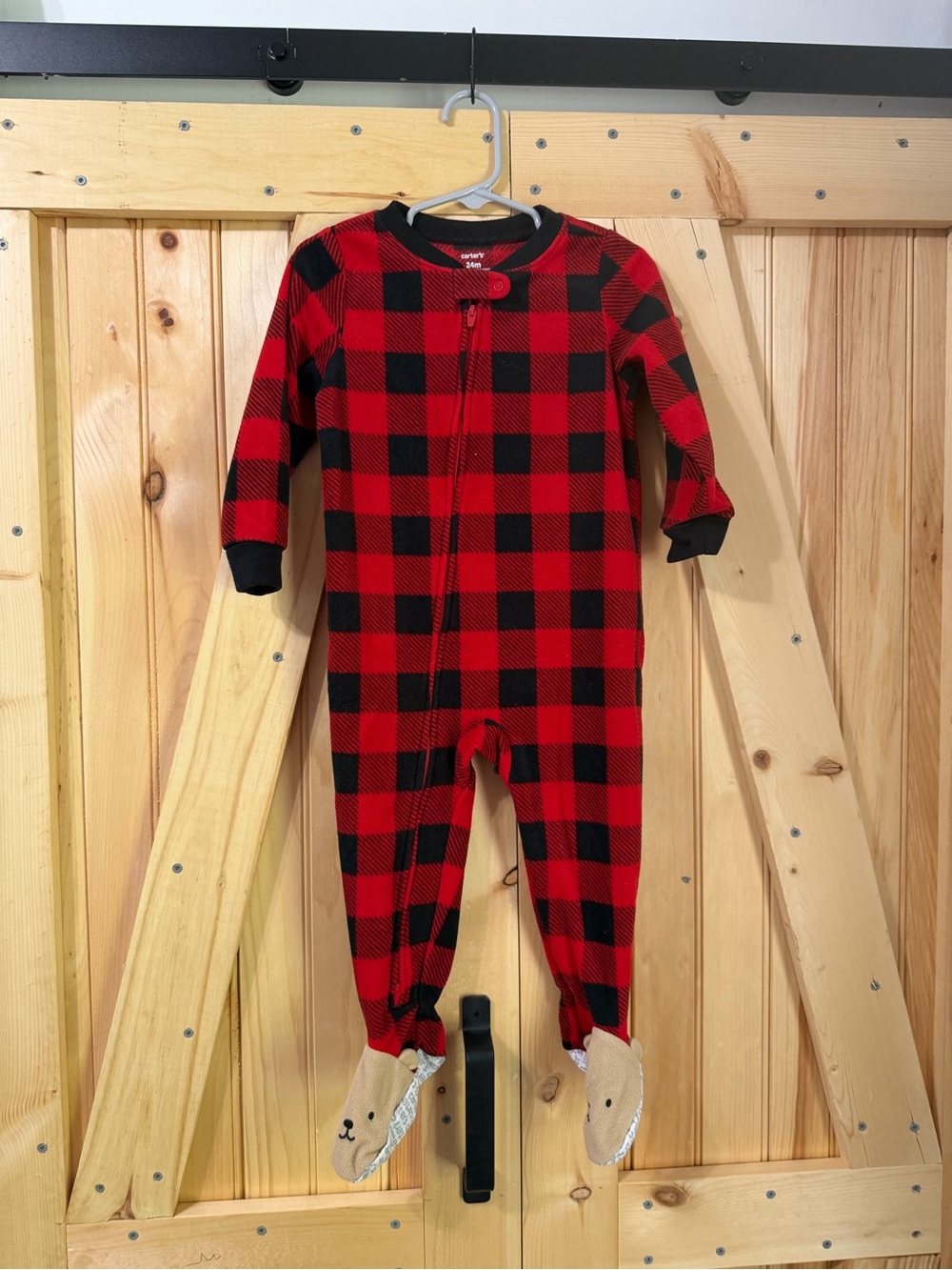 NWOT-Carter's Red and Black Plaid Footed One-Piece Pajamas